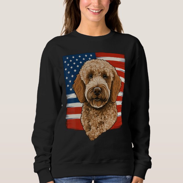 4th Of July Goldendoodle on Patriotic American Gol Sweatshirt (Front)