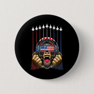 4th Of July Gorilla Lover Usa American Flag Patrio 6 Cm Round Badge