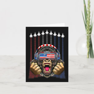 4th Of July Gorilla Lover Usa American Flag Patrio Card