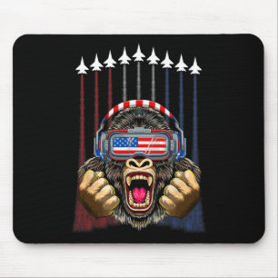 4th Of July Gorilla Lover Usa American Flag Patrio Mouse Pad