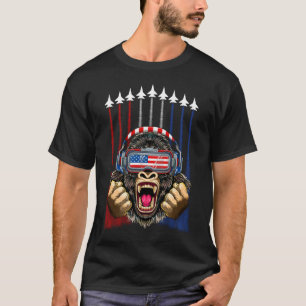 4th Of July Gorilla USA American Flag Patriotic T-Shirt