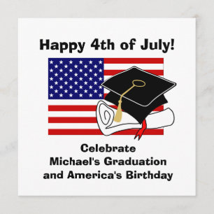 4th Of July Graduation Party Invitation Cap