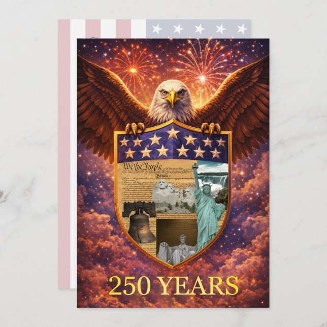 4th of July Great American Eagle Shield 250th Invitation (Front/Back)