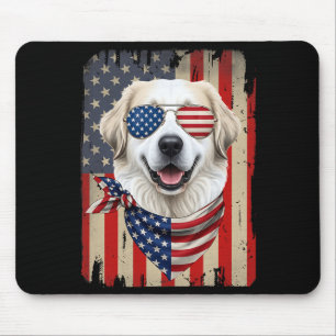 4th of July Great Pyrenees Dog AAAmerican Flag USA Mouse Pad