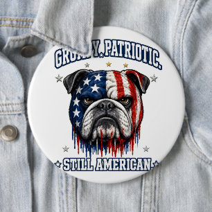 4th Of July Grumpy Patriotic Bulldog Buttons