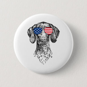 4th Of July Gsp Dog Patriotic Usa Sungles American 6 Cm Round Badge