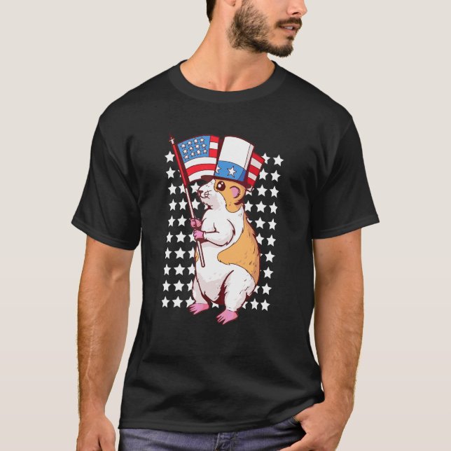 4th Of July Guinea Pig Hamster Independence Day Us T-Shirt (Front)