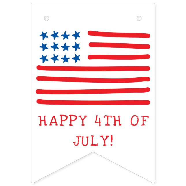 4th of July | Hand Drawn American Flag & Stars (Second Flag)