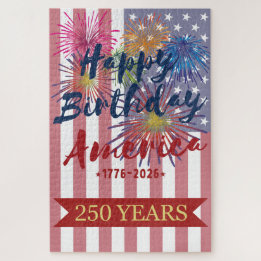 4th of July Happy Birthday America USA 250th Jigsaw Puzzle
