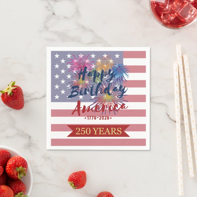 4th of July Happy Birthday America USA 250th Paper Napkin (Insitu)