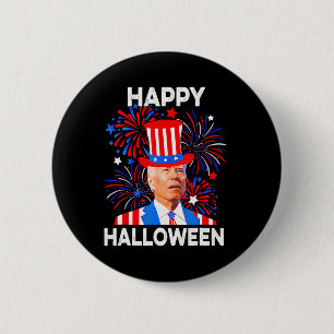 4th Of July Happy Halloween Funny Biden Confused  6 Cm Round Badge