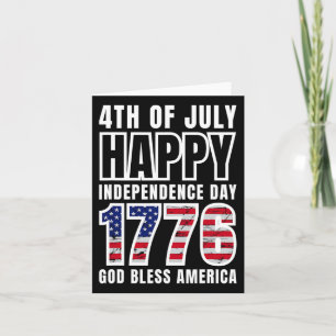 4th Of July Happy Independence Day 1776 God Bless  Card
