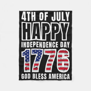 4th Of July Happy Independence Day 1776 God Bless Fleece Blanket
