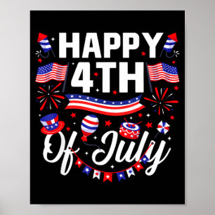4th of july happy independence day fireworks usa poster