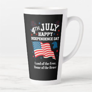 4th of July Happy Independence Day, Land of fire Latte Mug