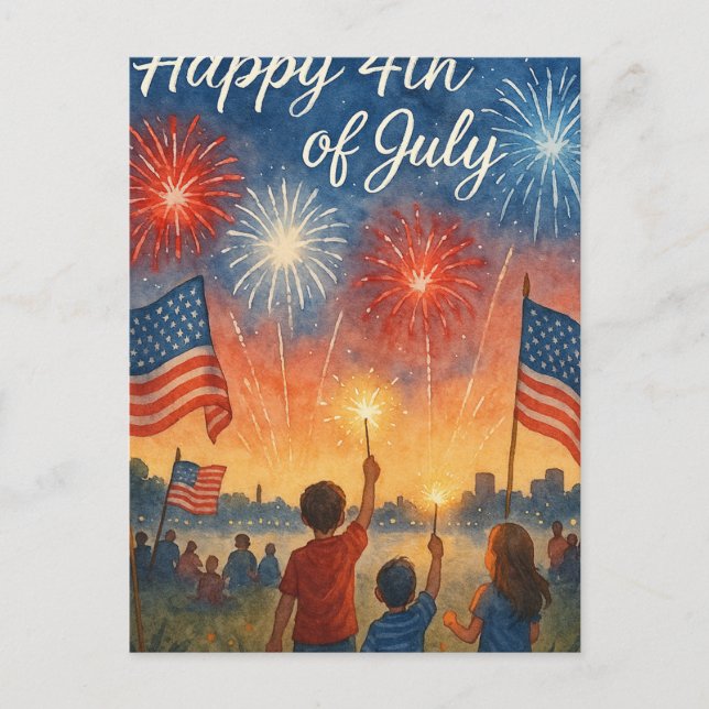 4th of July Happy independence Day Postcard (Front)