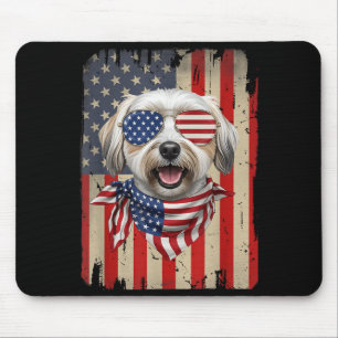 4th of July Havanese Dog AAAmerican Flag USA Mouse Pad