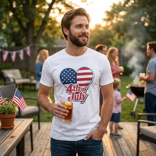 4th of July Heart American Flag Patriotic Design Tri-Blend Shirt