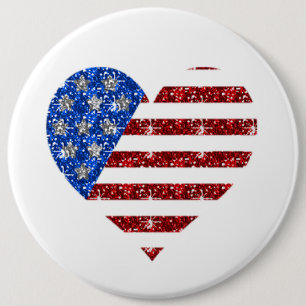 4th of July Heart/Colossal, 6 Inch Round Button