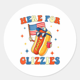 4th Of July Here For Glizzies Hotdog Patriot Men W Classic Round Sticker