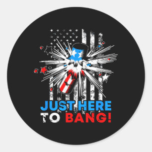 4th Of July Here To Bang Fireworks Independence Classic Round Sticker