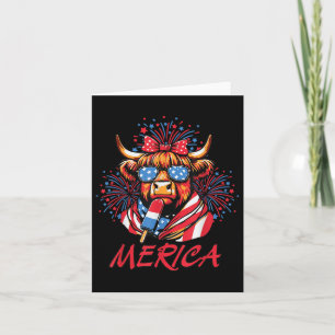 4th Of July Highland Cow Popsicle Firework Usa Ame Card