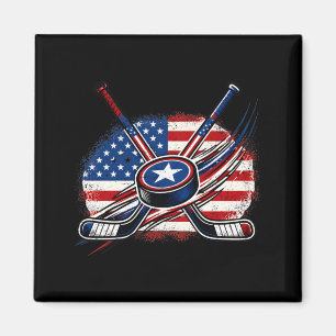 4th Of July Hockey Aamerican Flag Patriotic Ice Magnet