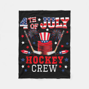4th Of July Hockey Crew Costume Us Flag Fireworks Fleece Blanket