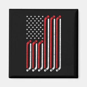 4th of July Hockey Stick USA Flag Patriotic Hockey Magnet