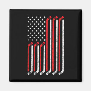 4th Of July Hockey Stick Usa Flag Patriotic Hockey Magnet