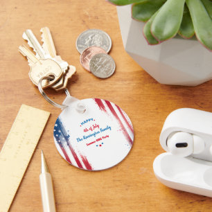 4th of July Holiday Family BBQ Party Key Ring