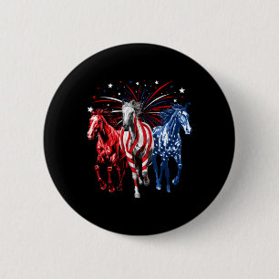 4th Of July Horse Lovers Red White And Blue Americ 6 Cm Round Badge