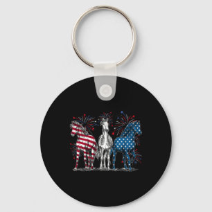 4th Of July Horse Lovers Red White And Blue Americ Key Ring
