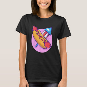 4th of July Hot Dog Hotdog With Firework Independe T-Shirt