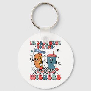 4th Of July Hot Dog I'm Just Here For The Wieners Key Ring