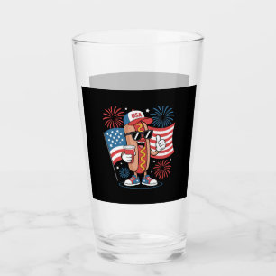 4th Of July Hotdog American Flag Patriotic Firewor Glass