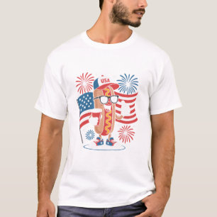 4th Of July Hotdog American Flag Patriotic Firewor T-Shirt