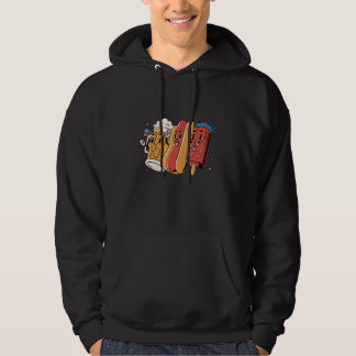 4th Of July  Hotdog American Flag Patriotic Vetera Hoodie
