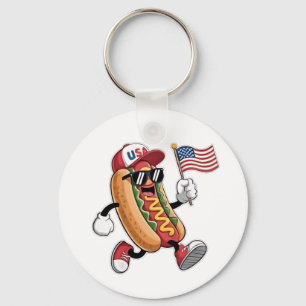 4th of July Hotdog American Independence 1776  Key Ring