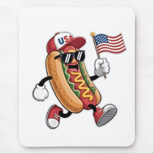 4th of July Hotdog American Independence 1776 Mouse Pad