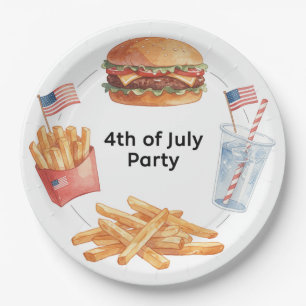 4th of July Hotdog BBQ Party Paper Plates