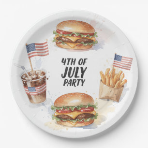 4th of July Hotdog BBQ Party Paper Plates