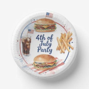 4th of July Hotdog BBQ Party Paper Plates