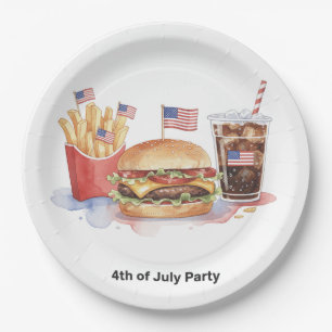 4th of July Hotdog BBQ Party Paper Plates