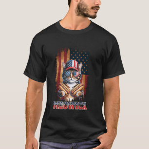 4th of July Hotdog Cat Funny Patriotic Cat USA Fla T-Shirt