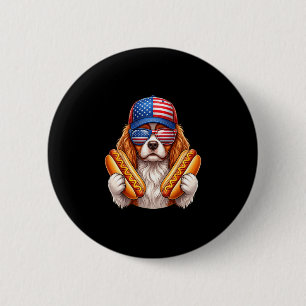 4th of july hotdog cavalier king charles spaniel 6 cm round badge