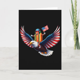 4th Of July Hotdog Eagle Patriotic Usa American Fl Card