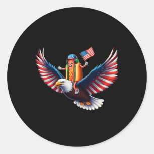 4th Of July Hotdog Eagle Patriotic Usa American Fl Classic Round Sticker