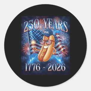 4th Of July Hotdog Fireworks Flag 250th Usa Birthd Classic Round Sticker
