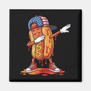 4th of July Hotdog Funny Dabbing Patriotic USA Magnet